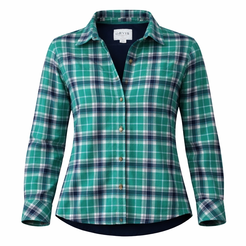 Orvis Teal and Navy Plaid Fleece Lined Shacket‎